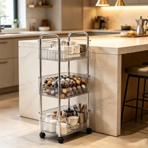 1 4 Tier Transparent PP Material Detachable Design Multipurpose Utility Cart Storage Trolley Mobile Storage Cart