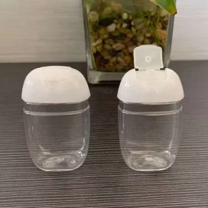 1 oz 30ml Oval PET Plastic Hand Sanitizer Gel Bottle with Flip Top Cap Screen Printed Logo
