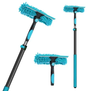 1.2m Telescopic Pole Glass Window Cleaning Squeegee with Double-Sided Scraper for High-Rise Windows and Bathrooms