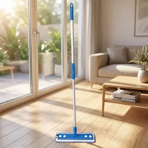 1.3m Telescopic Aluminum Handle Microfiber Flat Mop with High Density Washable Cloth Head for Professional Janitorial