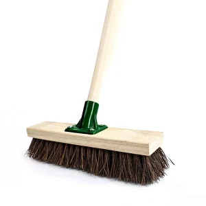 10/12 Inch Heavy Duty Lightweight Wood Outdoor Broom with Stiff Bristles for Garden and Yard
