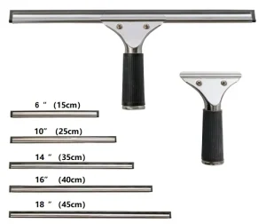 10” 14” 16” 18” Adjustable Durable Telescopic Aluminium Pole Window Cleaner Squeegee Black Rubber Plastic Handle Black Color