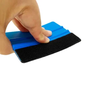 10*7cm Black Plastic Handle Vinyl Wrap Install Tool Squeegee Felt Edge Scraper with Black Fabric for Car Wrap