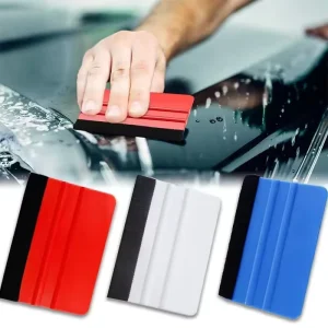 10*7cm Black Plastic Handle Vinyl Wrap Install Tool Squeegee Felt Edge Scraper with Black Fabric for Car Wrap