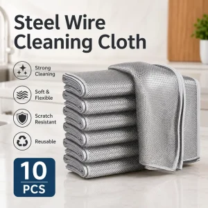 10 Pack Non-Scratch Stainless Steel Wire Cleaning Cloth Reusable Scrubber for Kitchen Cookware Pans & Sink Grease Removal