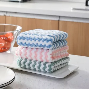 10 Pcs Microfiber Absorbent Cleaning Cloth Rag Home Kitchen Cleaning Coral Fleece Dish Towels