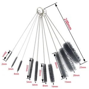 10-Piece Nylon Tube Cleaning Brush Set With Stainless Steel Handles for Straws, Pipes, Bottles, and Sinks