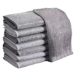 10-Piece Silver Steel Wire Cleaning Dish Cloths Double-Brush Kitchen Cleaning Tool