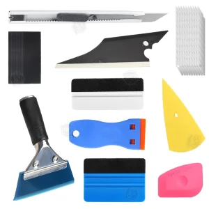 10-Piece Vehicle Window Tint Tools Kit PP Aluminum Scraper Squeegee Set for Vinyl Wrapping Car Sticker Decals Installation