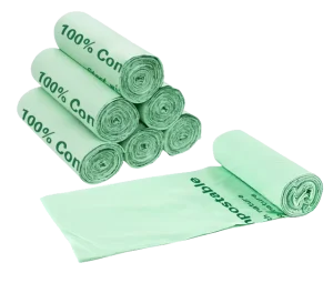 100% Biodegradable Tall Kitchen Garbage Bags with Draw Tape Portable Plastic Trash Rubber for Cookware Use