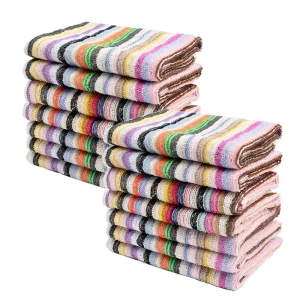 100% Cotton Absorbent Kitchen Dishwashing Towel 25*25 & 30*30 Colorful Striped Woven Cleaning Cloth