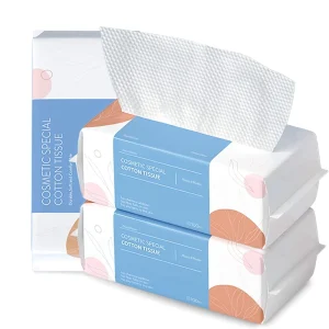 100% Cotton Face Tissues Lint Free Facial Cleansing Towels Disposable Extra Thick Dry and Wet Use for Sensitive Skin