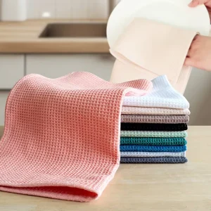 100% Cotton Solid-Color Waffle Weave Dish Cloth Set Tea Towels Hand Towels Warm Taupe