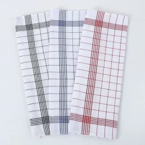 100% Cotton Striped Woven Kitchen Tea Towel Set Washable Absorbent Eco friendly Quick Dry Reusable Cleaning Towels