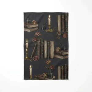100% Cotton Tea Towels Dark Academia Still Life Vintage Book & Candle 40x60cm