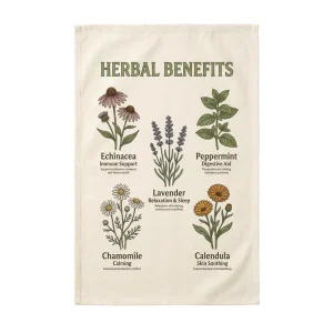 100% Cotton Tea Towels Herb Potions Botanical Garden Guide Healing Herbs 40x60cm