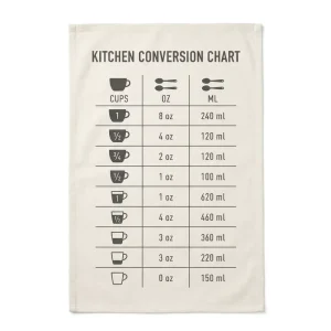 100% Cotton Tea Towels Metric Conversion Chart Kitchen Essentials Practical 40x60cm
