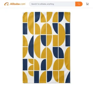 100% Cotton Tea Towels Modern Geometric Mustard Yellow Abstract Kitchen Dish Towels 40x60cm