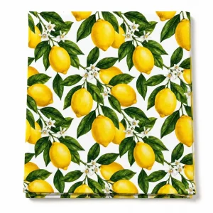 100% Cotton Tea Towels Sicily Lemon Print Mediterranean Style Summer Kitchen Dish Towels 40x60cm