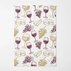 100% Cotton Tea Towels Wine Pairing Guide Gourmet Food & Wine Infographic 40x60cm