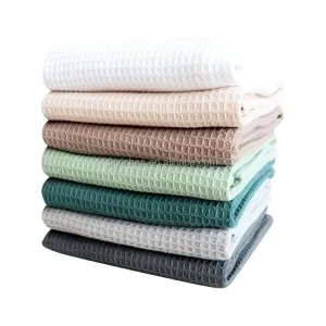 100% Cotton Towels Solid Color Waffle Lattice Dish Towel Pineapple Lattice Cleaning Cloth Absorbent Kitchen Towel