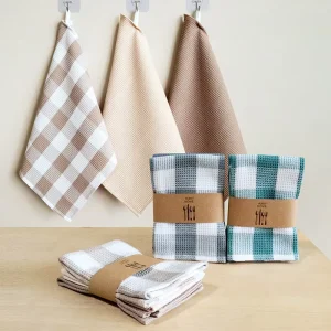 100% Cotton Waffle Dish Towels Set 3pcs Absorbent Kitchen Cleaning Cloth Reusable Tea Towels