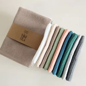 100% Cotton Waffle Weave Eco Friendly Child Proof Kitchen Dish Cloths Soft Absorbent Quick Dry Customized Logo Dish Towels