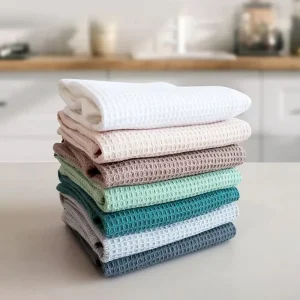 100% Cotton Waffle Weave Eco-Friendly High Grade Quick-Dry Water Absorbent Small Square Kitchen Tea Towel Disposable Multi Towel