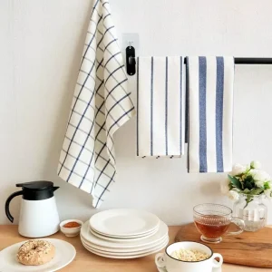 100% Cotton Woven Striped Kitchen Towels Antimicrobial Compressed Reusable Eco Friendly Tea Dish Cloths Super Water Oil