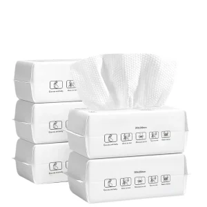 100% Disposable Cotton Facial Tissue Quick Dry Nonwoven Paper Towels Antimicrobial Bath Washcloths for Home Solid Makeup Removal