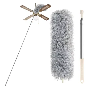 100-Inch Telescopic Extendable Microfiber Feather Ceiling Fan Duster for Home Cleaning