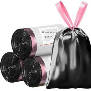 100 Large Drawstring PE Trash Bags Disposable Household Portable Thickened Kitchen Large Size Trash Can Plastic Bags