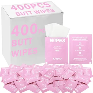 100% Natural Travel Feminine Hygiene Wet Wipes, Individually Wrapped Biodegradable Feminine Wipes