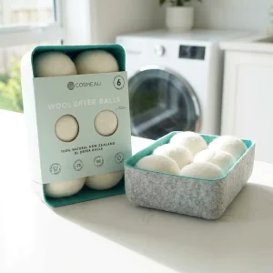 100% New Zealand Wool Dryer Balls 6 Pack Recycled Felt Storage Bin Eco Friendly Reusable