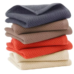 100% Organic Cotton Waffle Weave Kitchen Dish Cloths Quick Dry Pure Color Towel for Washing and Cleaning