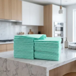 100% Polyester Disposable Rectangular Cleaning Cloths for Kitchen Cleaning