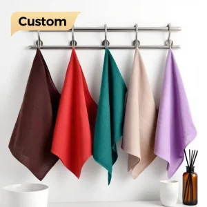 100% Polyester Hand Towel Dish Cloth Solid Color High Quality Embroidery Quick Dry Woven Microfiber Washable Kitchen Towel