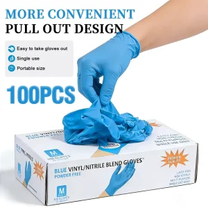 100PCS Disposable Thickened Nitrile Gloves, Latex Free, for Cleaning and Nail Art