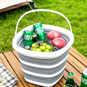 10L Collapsible Water Bucket with Carry Handle Foldable Portable Pail for Household Cleaning Car Washing