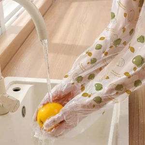 10Pcs Bag Reusable & Waterproof Protective Rubber Gloves Long Sleeve Cleaning Gloves for Bathroom Kitchen Dishwashing Gardening