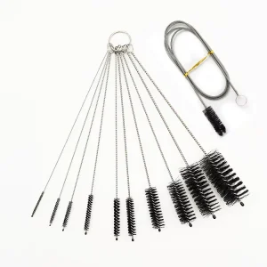 10pcs Nylon Test Tube Stainless Steel Straw Brush Pipe Straw Cleaning Brush Set