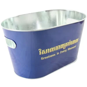 10qt Metal Galvanized Oval Shaped Metal Ice Bucket for Beer Wine Freezer Gift