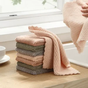 11*11 Inch Microfiber Coral Velvet Dish Towels Super Absorbent Kitchen Cloths for Glasses and Washing Lint Free