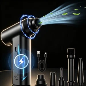 110,000 RPM Mini Air Duster Gun with Blowing and Suction for Car and Home Cleaning