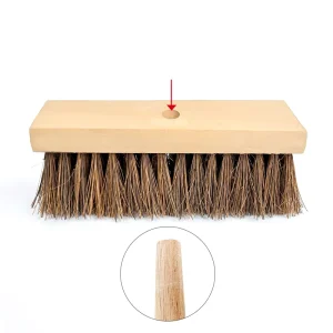 12-Inch Heavy-Duty Wooden Broomstick and Iron Broom with Dustpan and Floor Squeegee for Concrete, Decks, Patios, and Rough Surfaces
