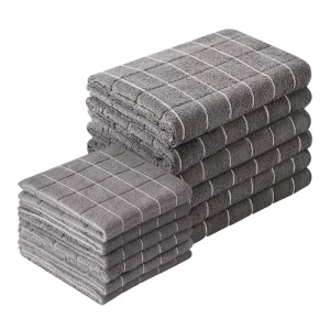 12 Pack Commercial Square Microfiber Towels Set Modern 16″x24″ Kitchen Dish Shop Cloths 550GSM Hygienic & NSF Certified