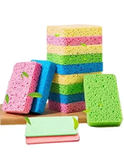 12-Piece Wood Pulp Multi-Functional Rectangle Kitchen Dishwashing Cellulose Scouring Pads