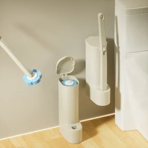 12-Refill Wall-Mounted Plastic Toilet Cleaning Brush with Sponge Heads