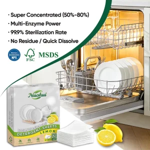 120 Loads Biodegradable Concentrated Automatic Kitchen Solid Dish Cleaning Sheets