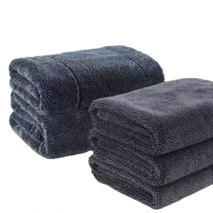 1200 GSM Hemmed Twisted Loop Double-Sided Microfiber Car Drying Towel